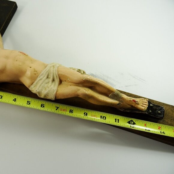 LARGE Wall Crucifix Vintage HEAVY Wear and Damage to Jesus Corpus Needs TLC - Picture 15 of 16